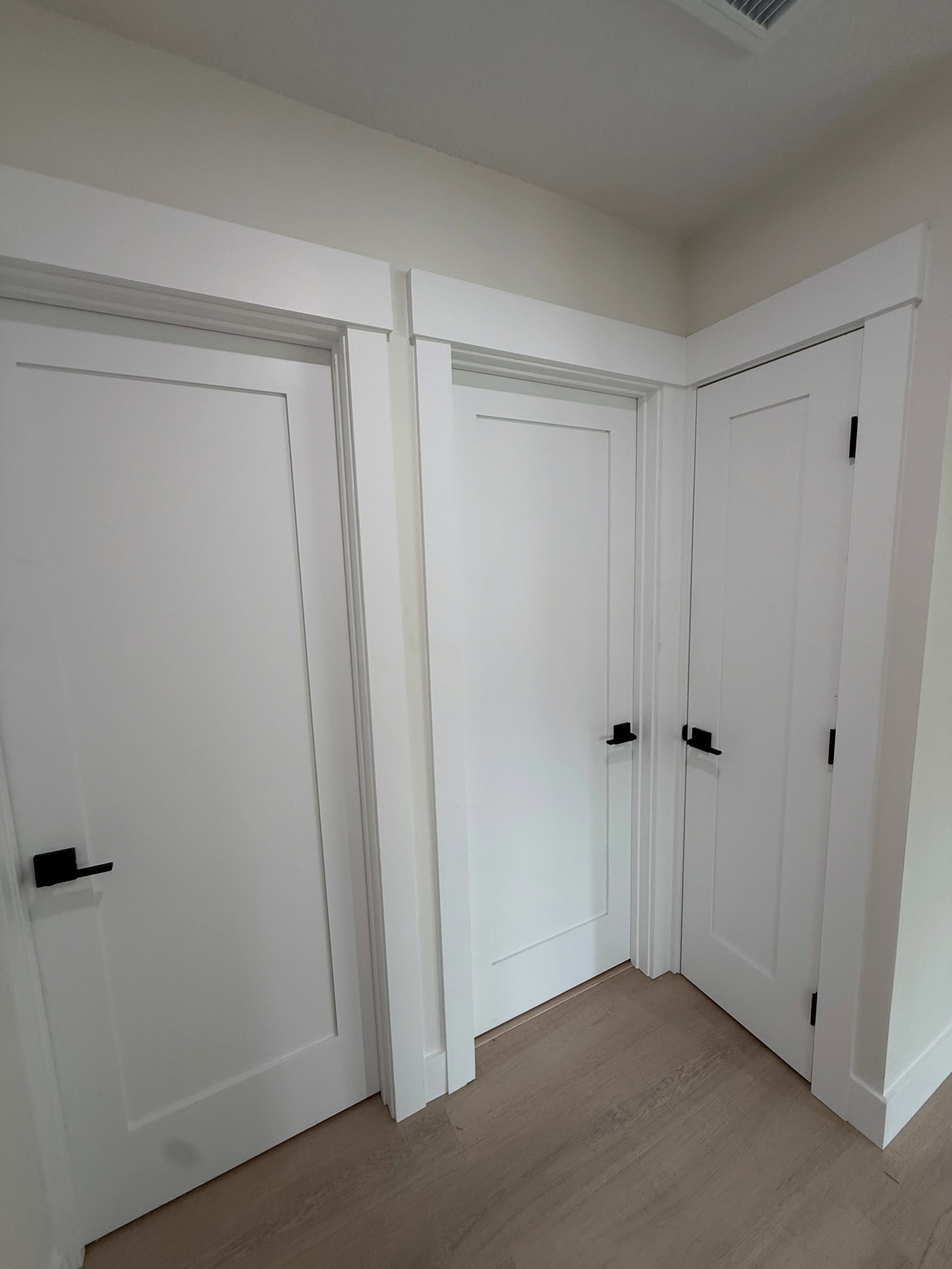 Craftsman trim and door installation framing